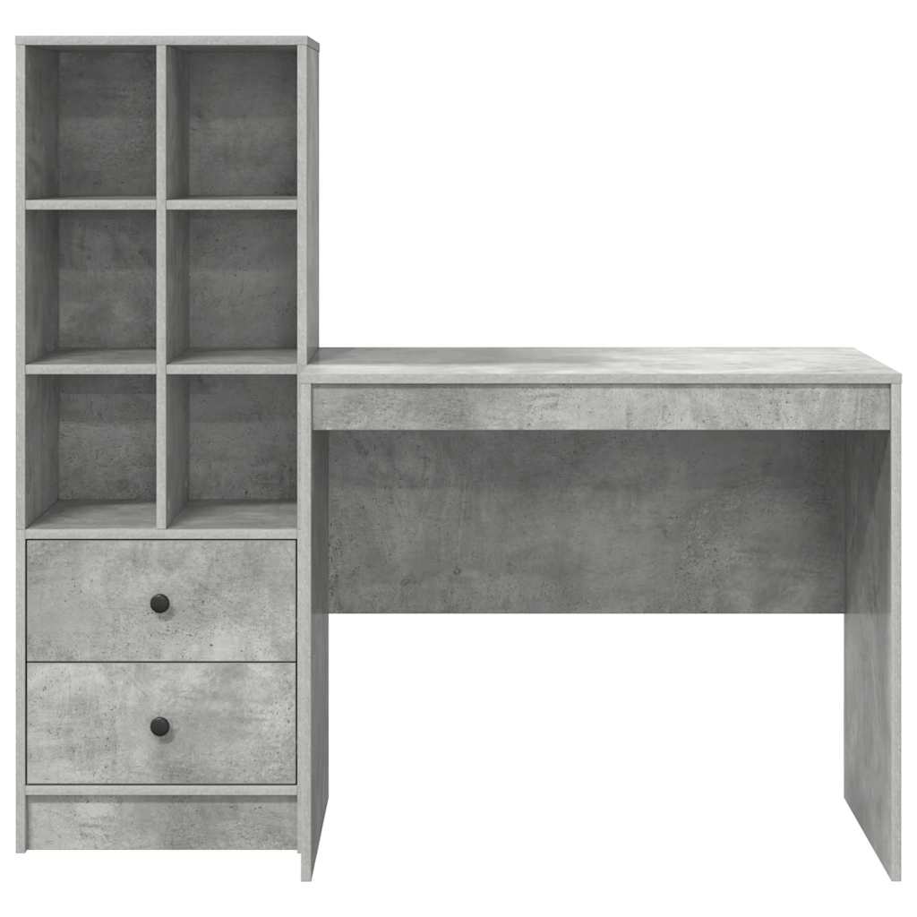 Schreibtisch mit Schubladen 2 pcs Beton Grau