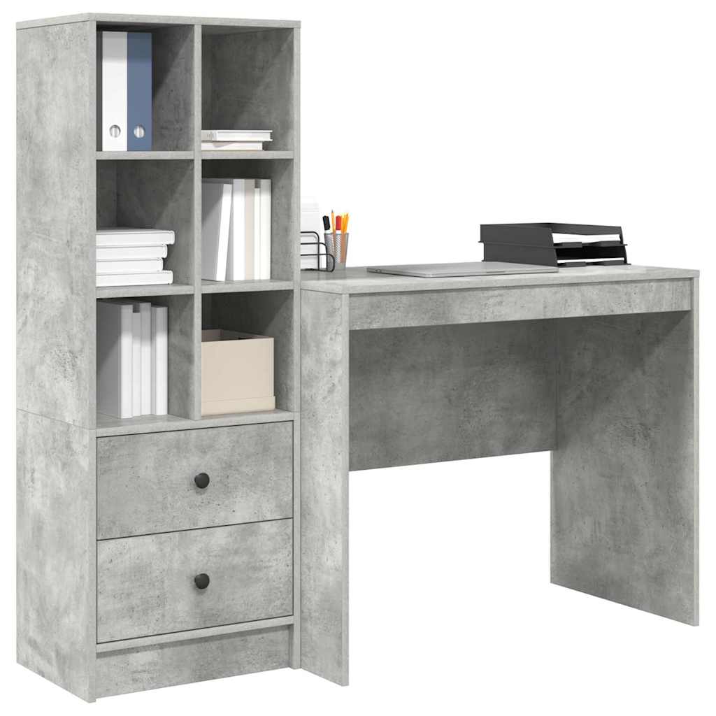 Schreibtisch mit Schubladen 2 pcs Beton Grau