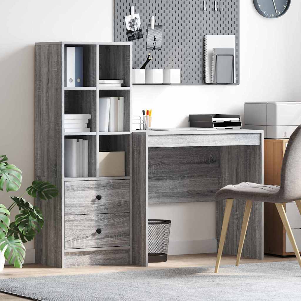Bureau avec tiroirs 2 pcs Sonoma gris