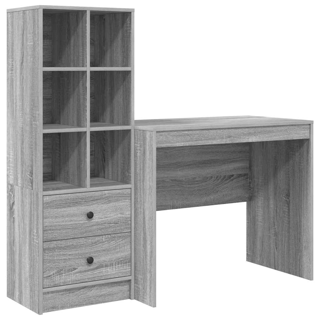Bureau avec tiroirs 2 pcs Sonoma gris