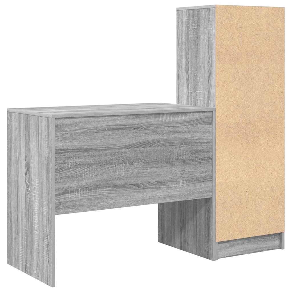 Bureau avec tiroirs 2 pcs Sonoma gris