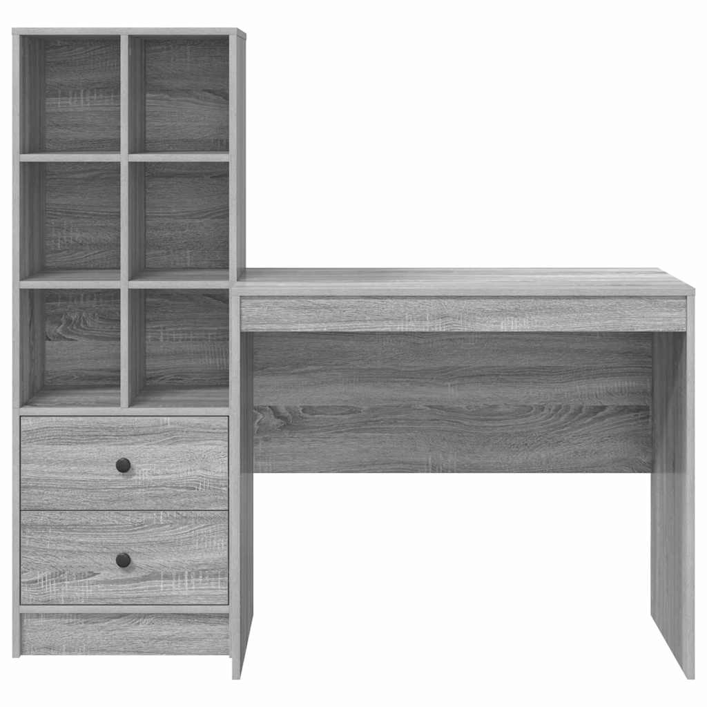 Bureau avec tiroirs 2 pcs Sonoma gris