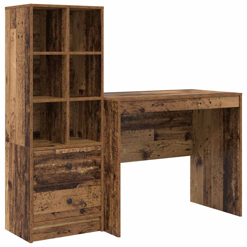 Desk with Drawers 2 pcs Reclaimed Wood