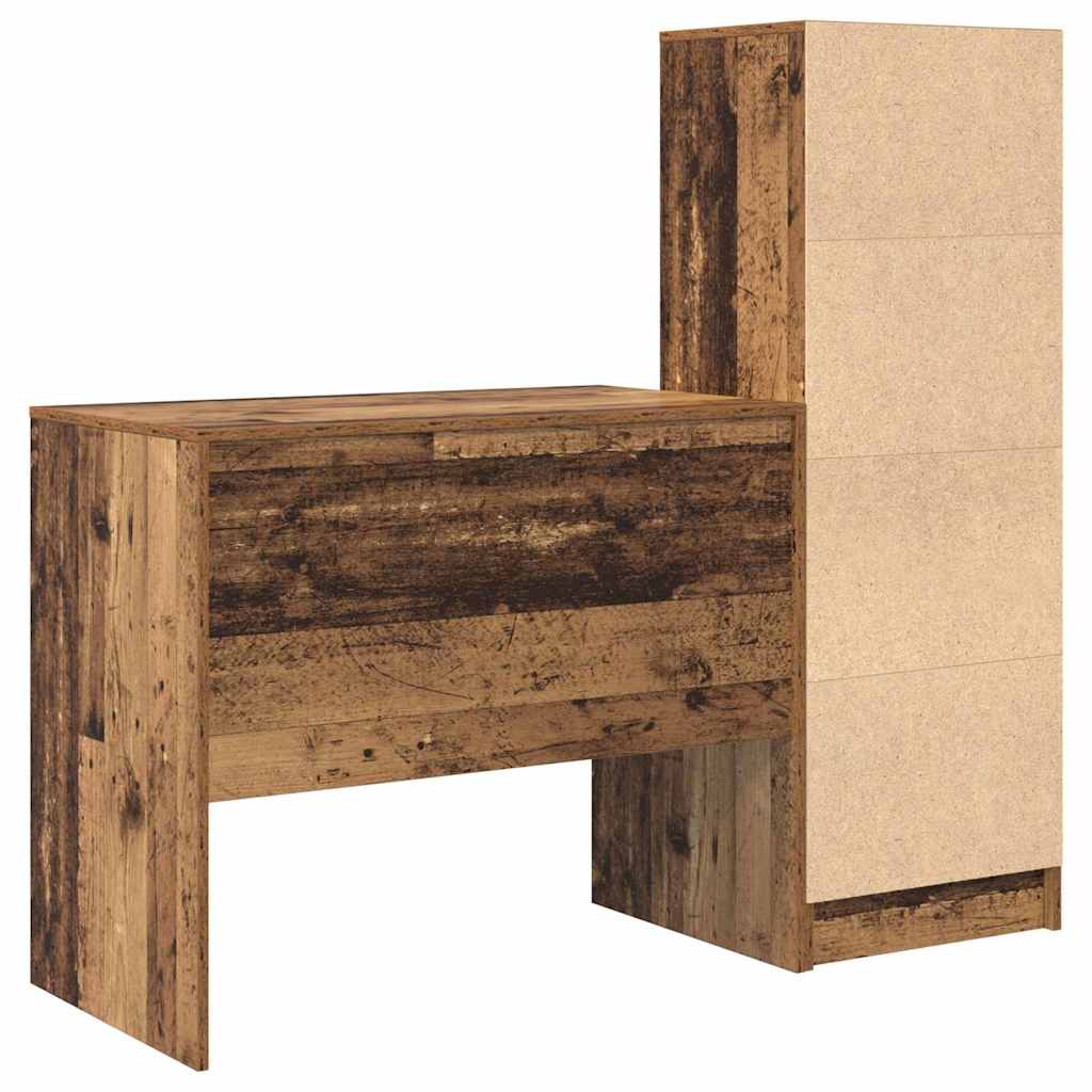 Desk with Drawers 2 pcs Reclaimed Wood