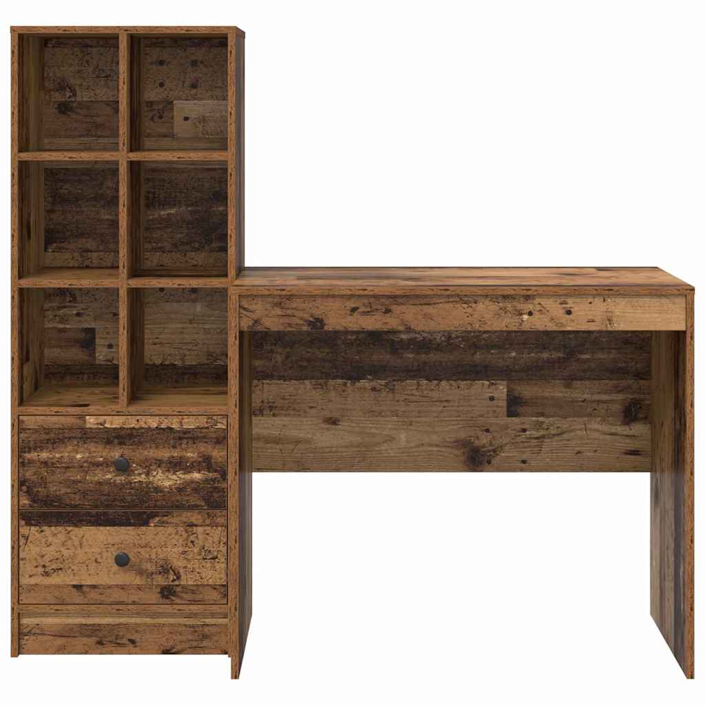 Desk with Drawers 2 pcs Reclaimed Wood