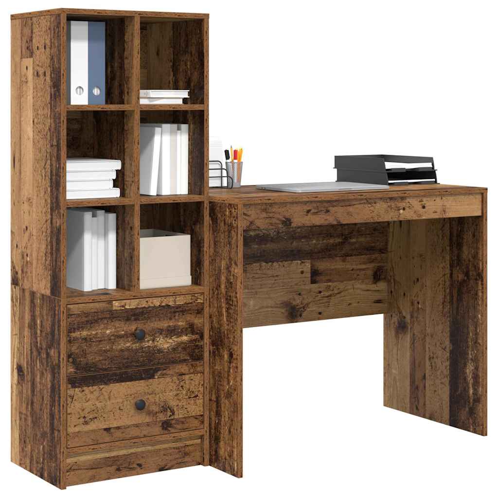 Desk with Drawers 2 pcs Reclaimed Wood
