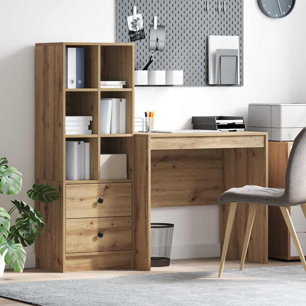 Bureau avec tiroirs 2 pcs Chêne Artisan