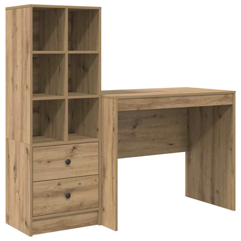 Bureau avec tiroirs 2 pcs Chêne Artisan