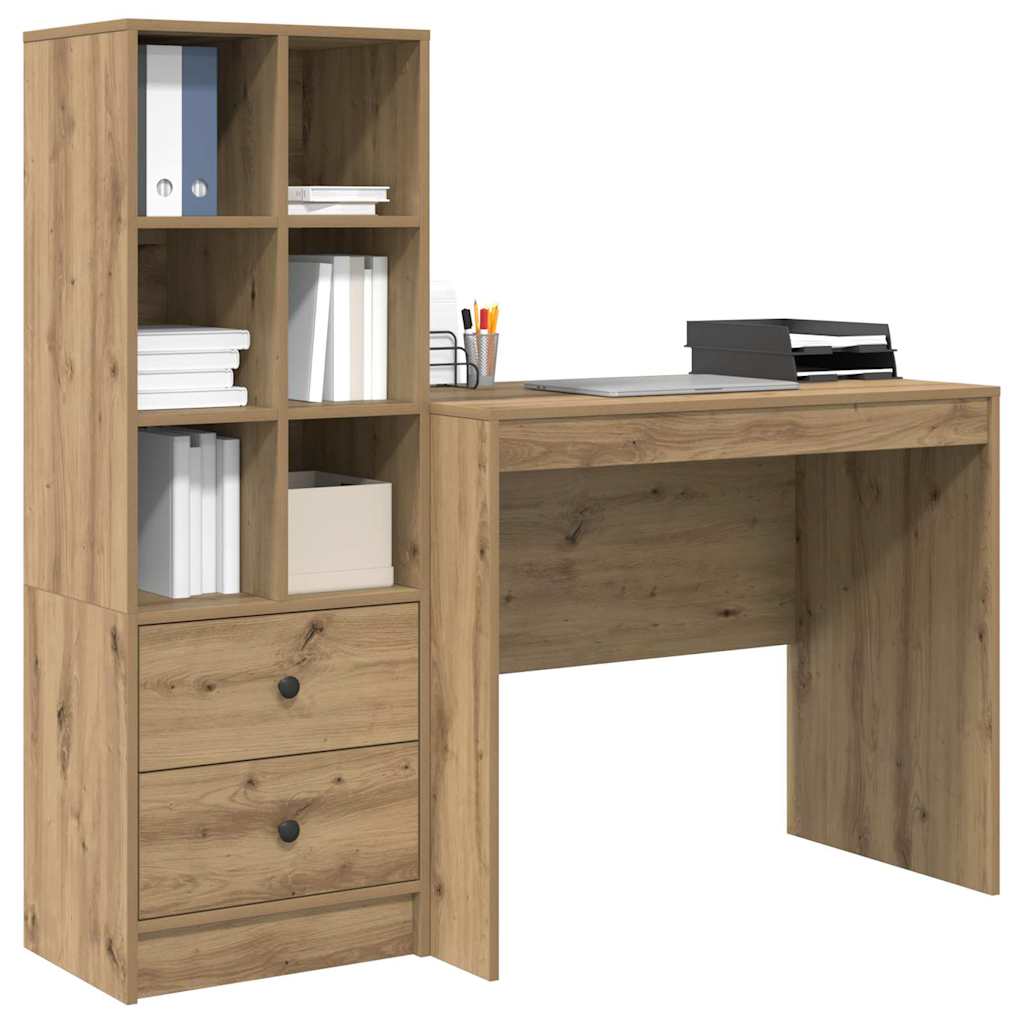 Bureau avec tiroirs 2 pcs Chêne Artisan