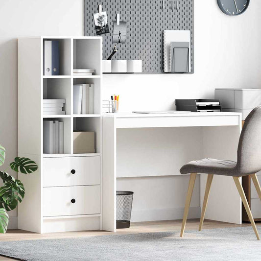 Schreibtisch mit Schubladen 2 pcs Weiß