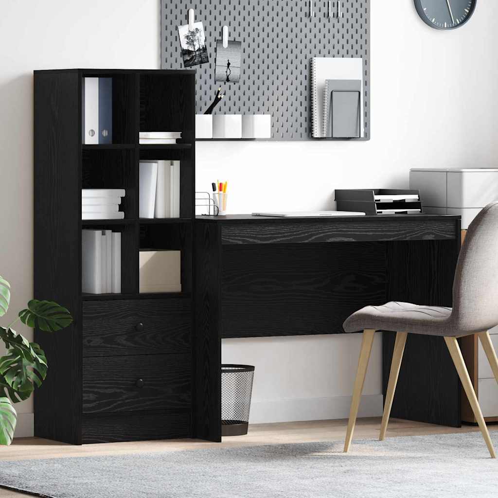 Schreibtisch mit Schubladen 2 pcs Schwarz Eichen-Optik