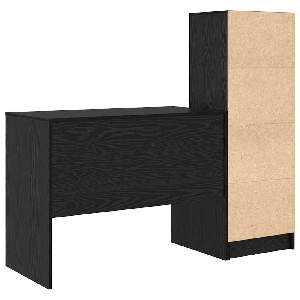 Schreibtisch mit Schubladen 2 pcs Schwarz Eichen-Optik
