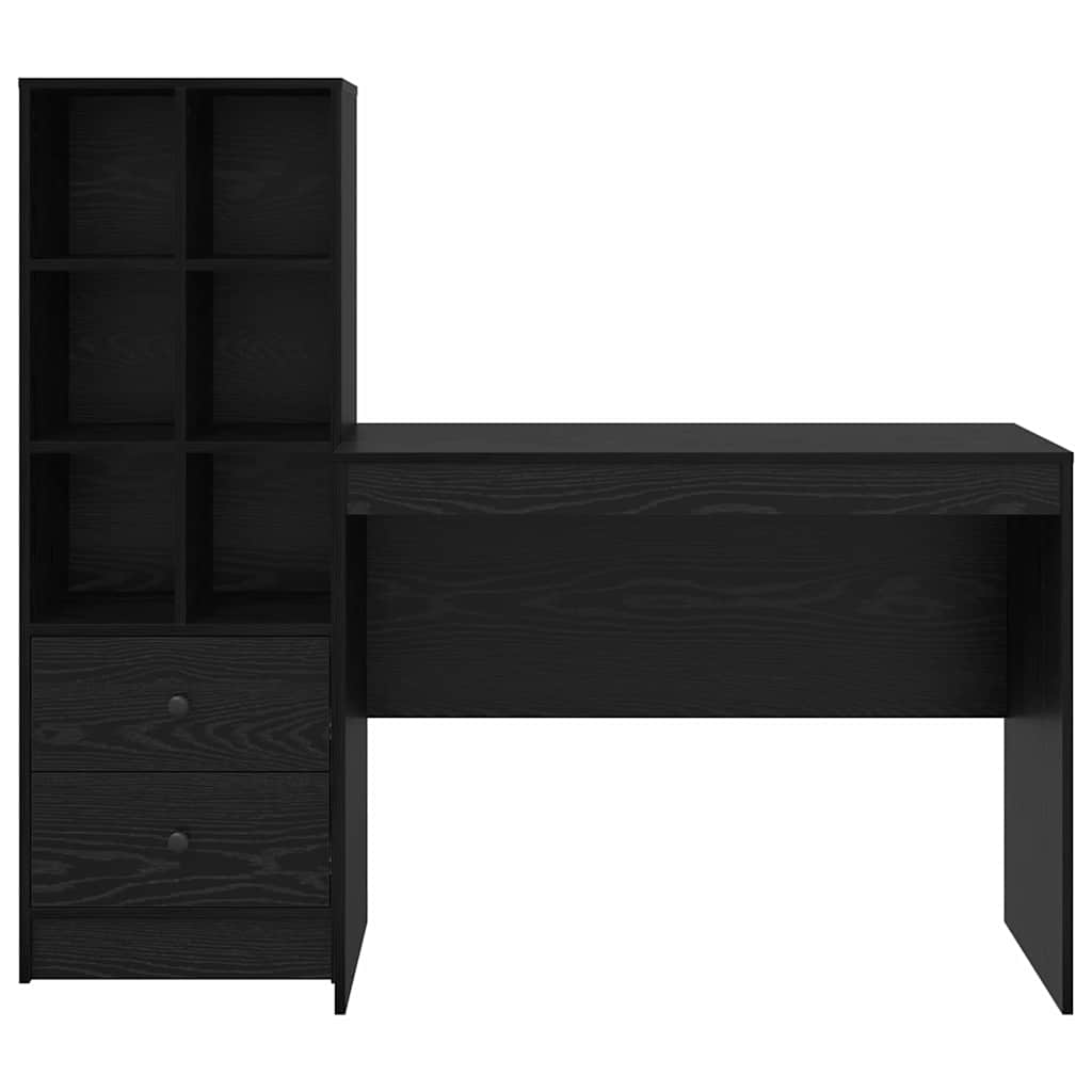 Schreibtisch mit Schubladen 2 pcs Schwarz Eichen-Optik