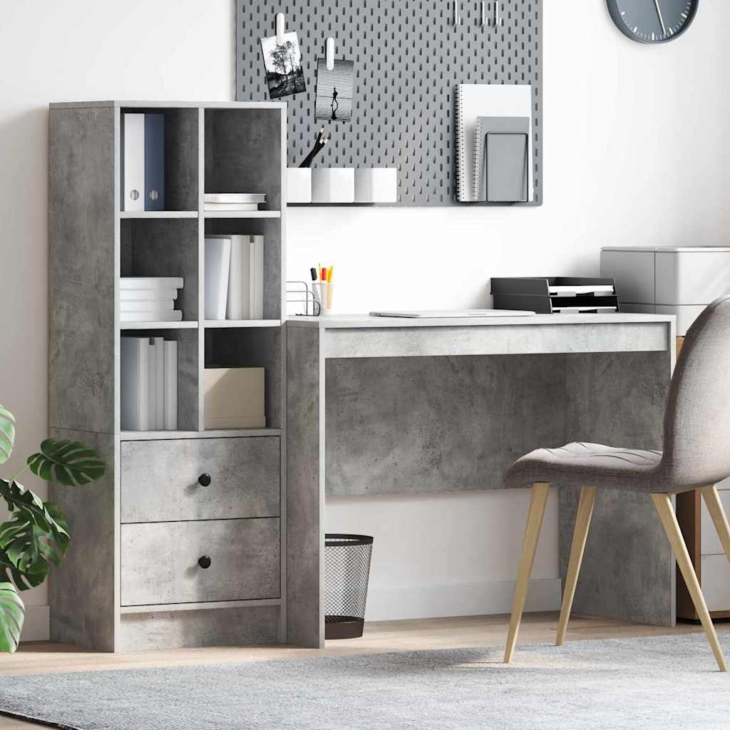 Bureau avec tiroirs 2 pcs Béton gris