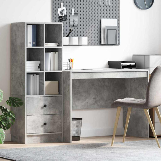 Schreibtisch mit Schubladen 2 pcs Beton Grau