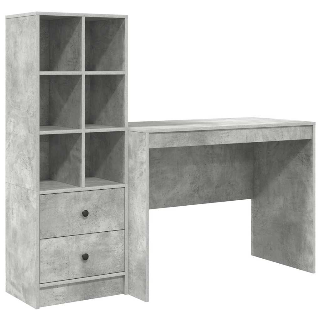 Bureau avec tiroirs 2 pcs Béton gris