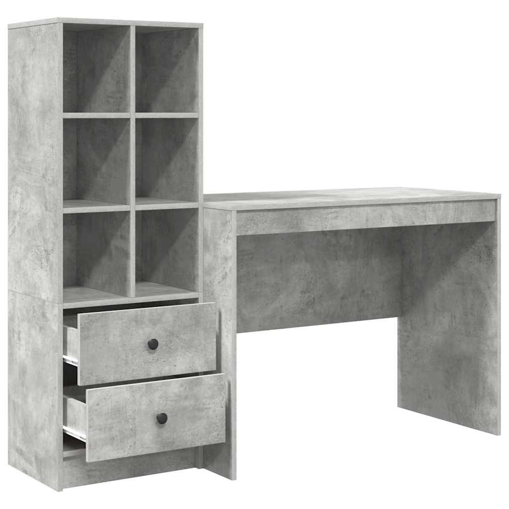Bureau avec tiroirs 2 pcs Béton gris
