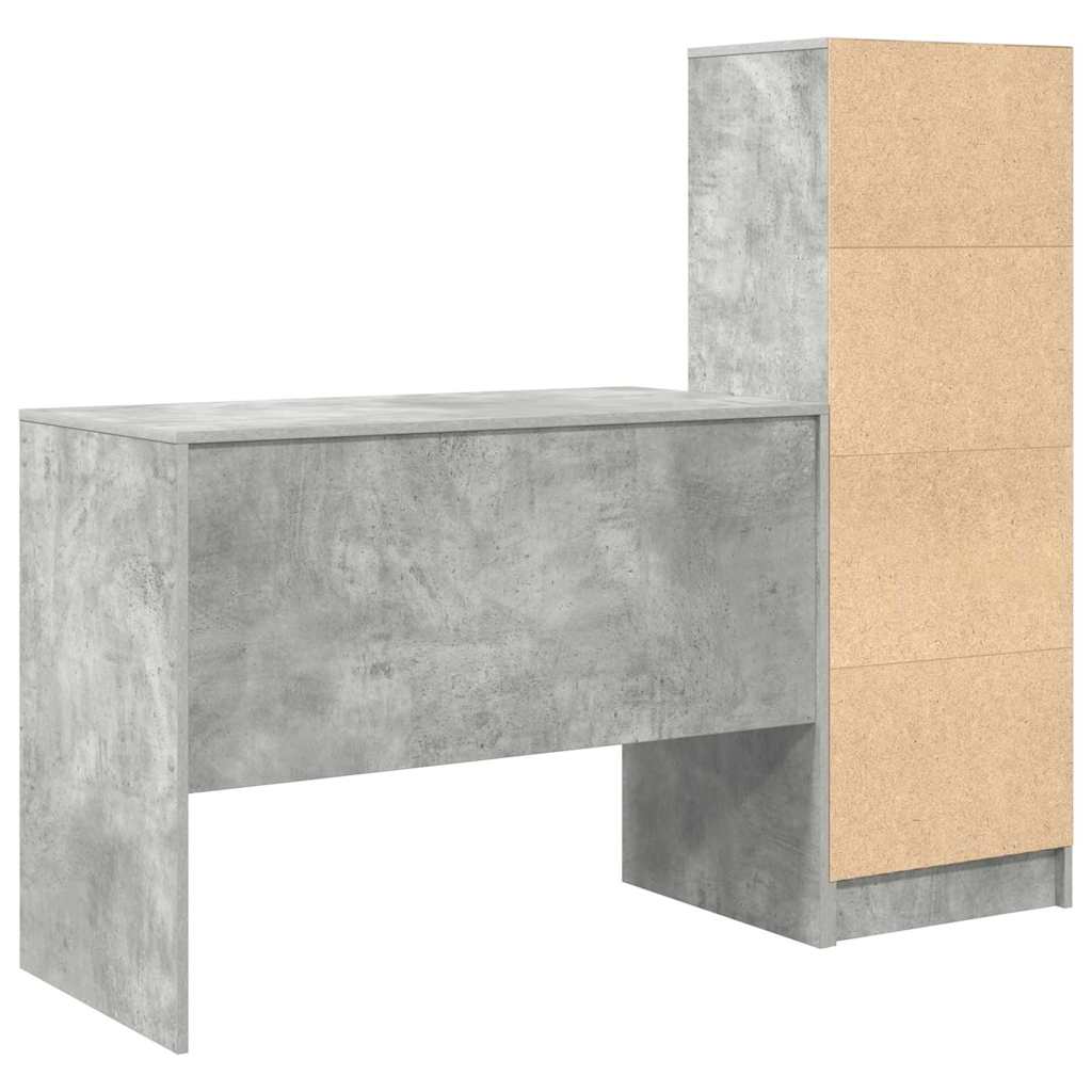 Bureau avec tiroirs 2 pcs Béton gris