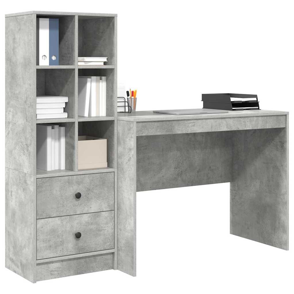 Bureau avec tiroirs 2 pcs Béton gris