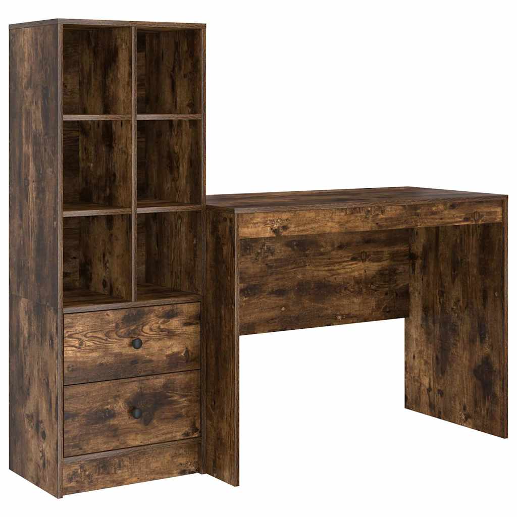 Bureau avec tiroirs 2 pcs Chêne fumé