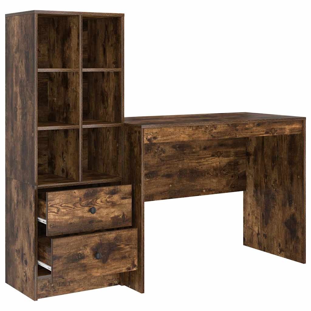 Bureau avec tiroirs 2 pcs Chêne fumé