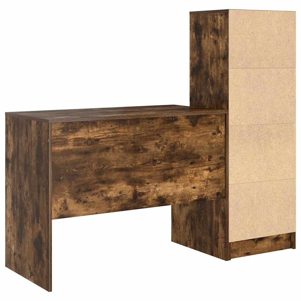 Bureau avec tiroirs 2 pcs Chêne fumé