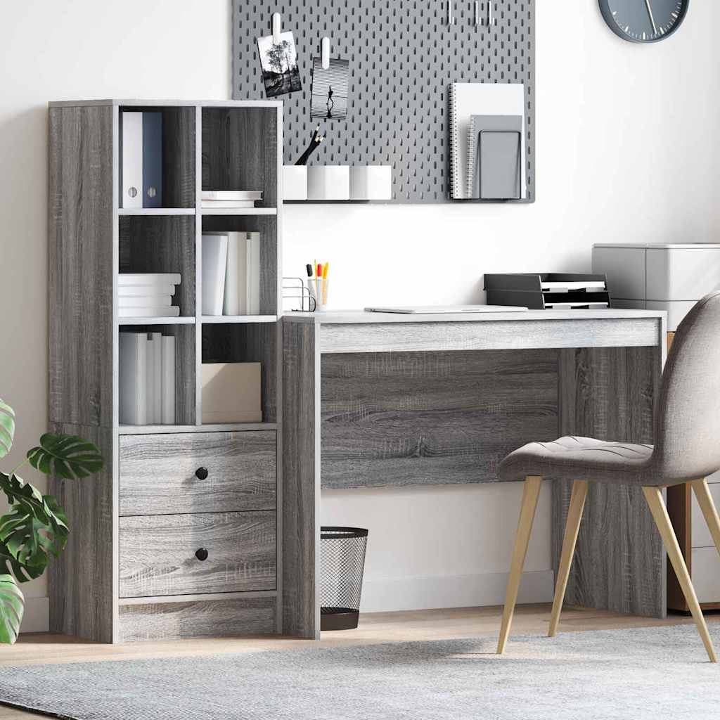 Schreibtisch mit Schubladen 2 pcs Graues Sonoma