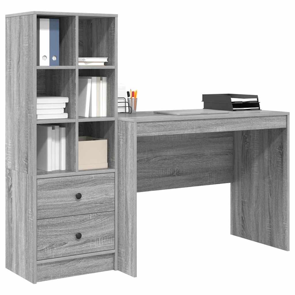 Schreibtisch mit Schubladen 2 pcs Graues Sonoma