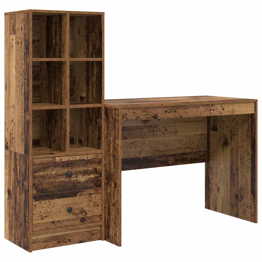 Desk with Drawers 2 pcs Reclaimed Wood