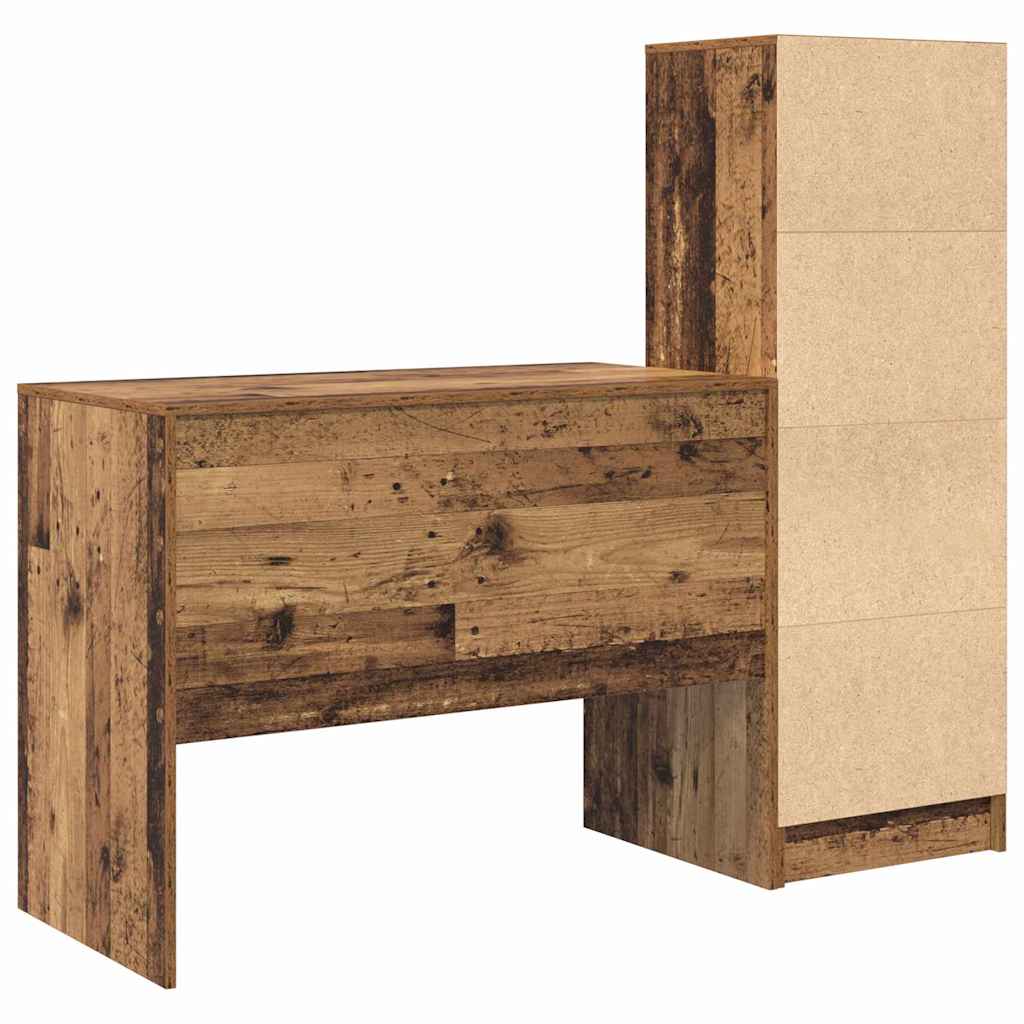 Desk with Drawers 2 pcs Reclaimed Wood