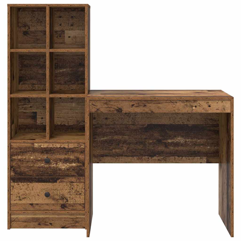 Desk with Drawers 2 pcs Reclaimed Wood