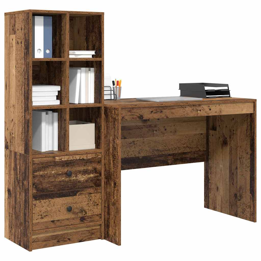 Desk with Drawers 2 pcs Reclaimed Wood