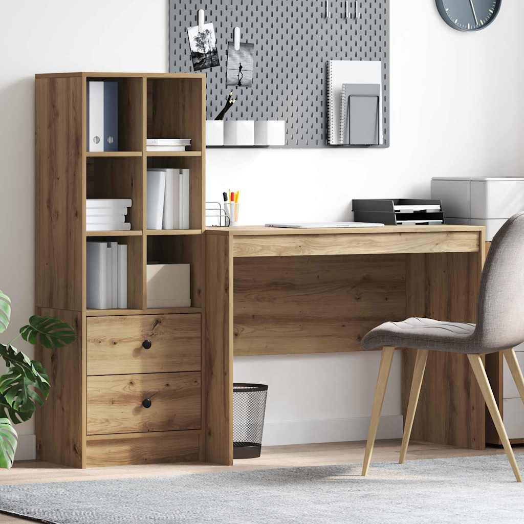 Bureau avec tiroirs 2 pcs Chêne Artisan