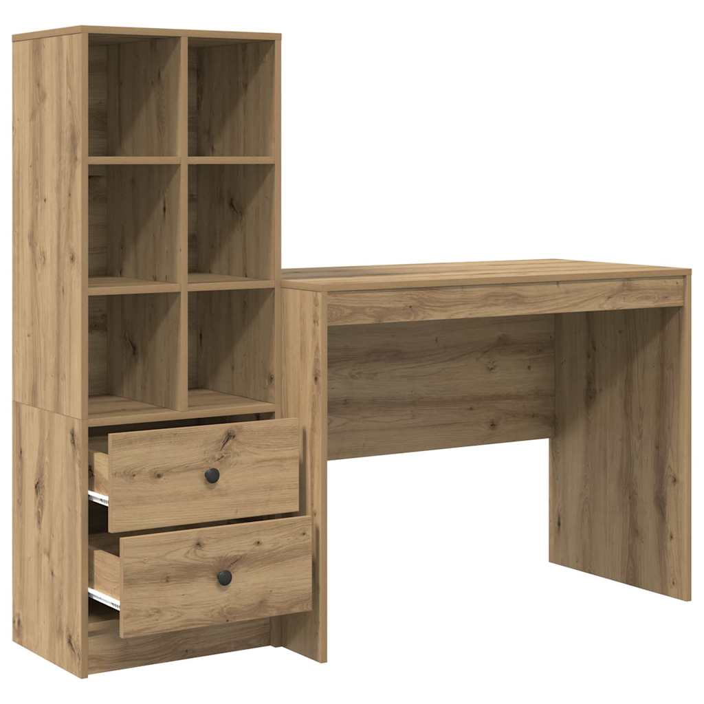 Bureau avec tiroirs 2 pcs Chêne Artisan