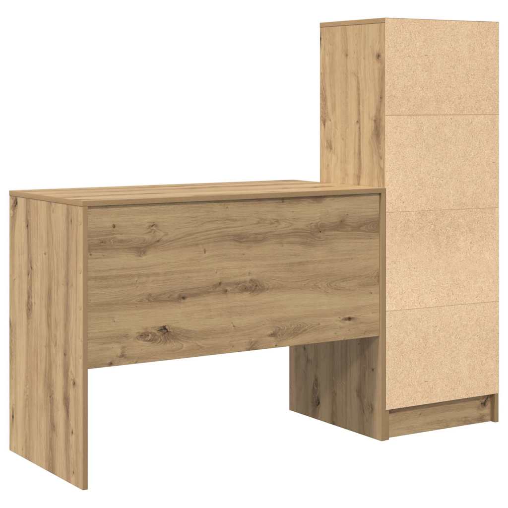 Bureau avec tiroirs 2 pcs Chêne Artisan