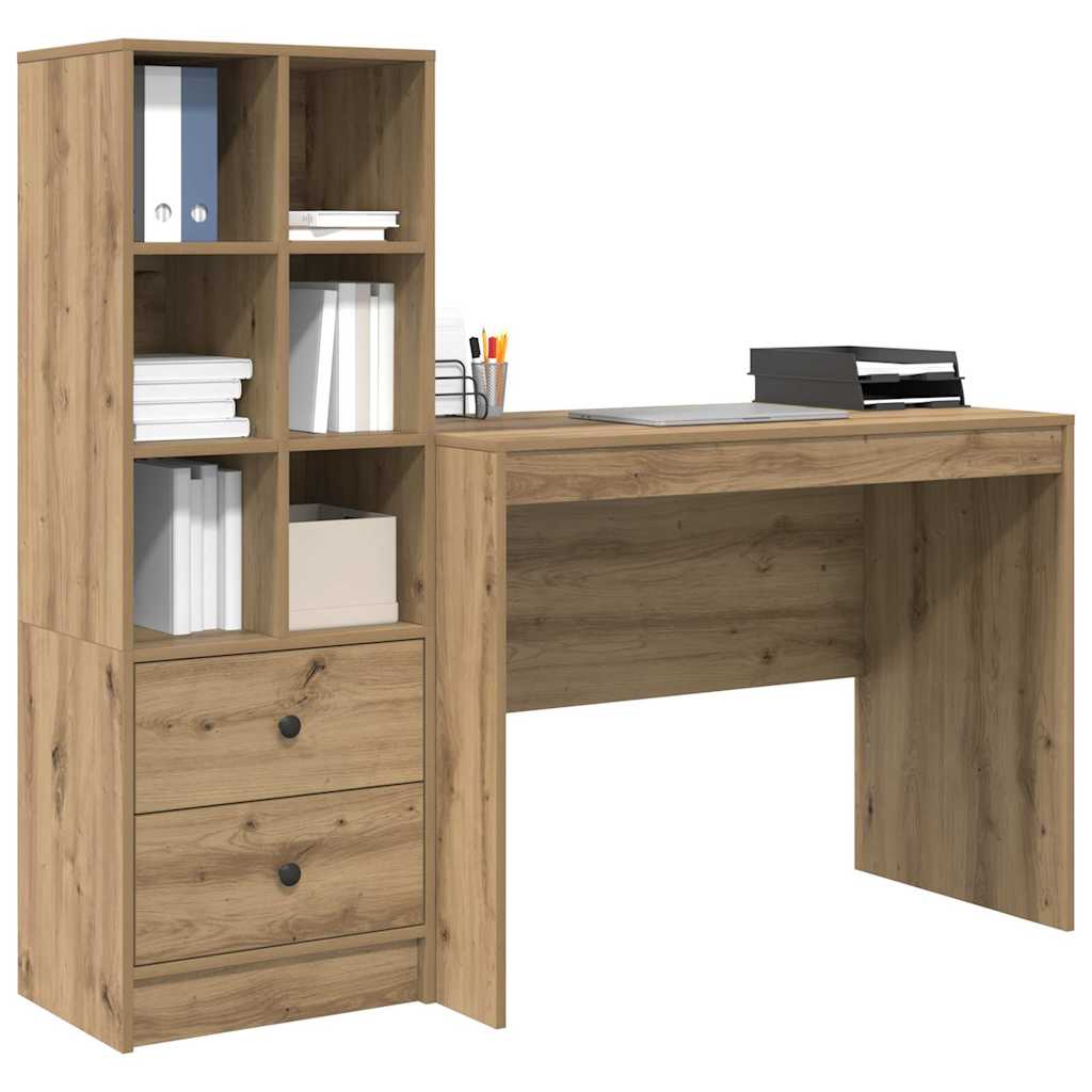Bureau avec tiroirs 2 pcs Chêne Artisan