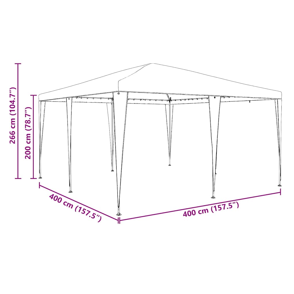Party-Zelt Blau 400 x 400 x 266 cm Polyethylen und Stahl