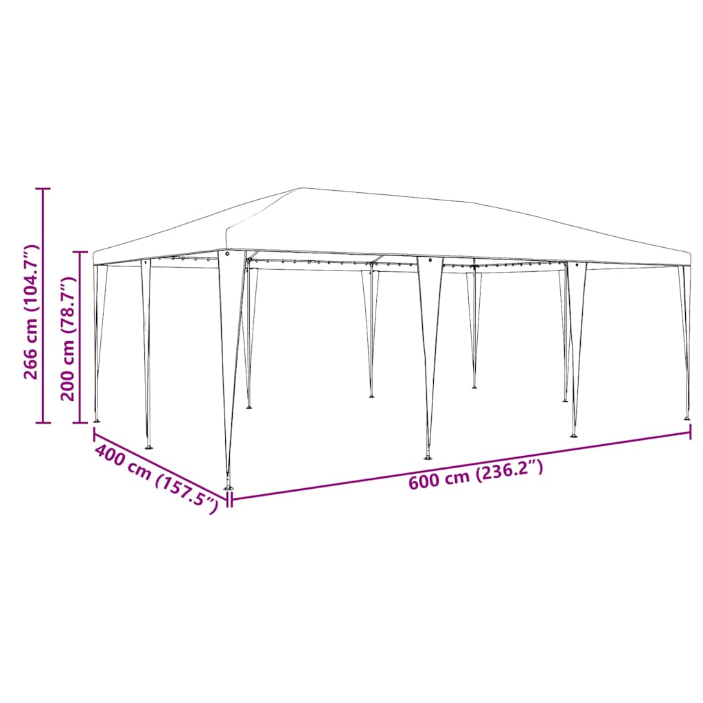 Party-Zelt Grün 600 x 400 x 266 cm Polyethylen und Stahl