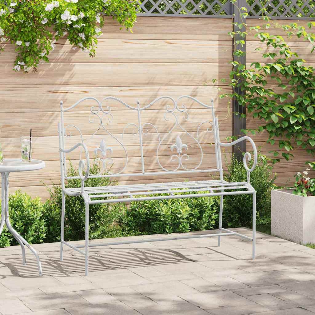 Gartenbank Antik Weiß 104 x 54 x 93 cm Stahl