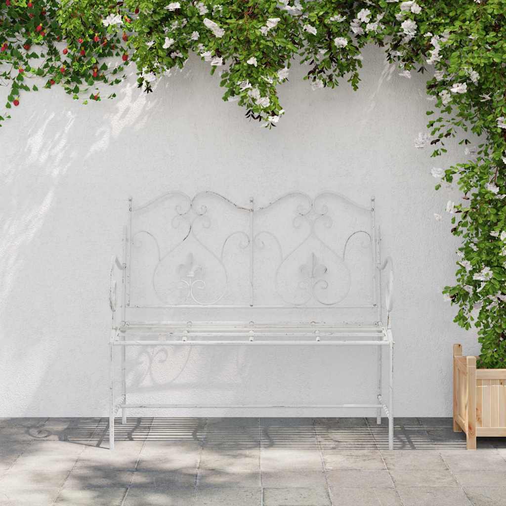 Gartenbank Antik Weiß 104 x 54 x 93 cm Stahl