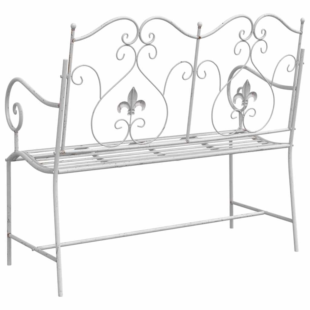 Gartenbank Antik Weiß 104 x 54 x 93 cm Stahl