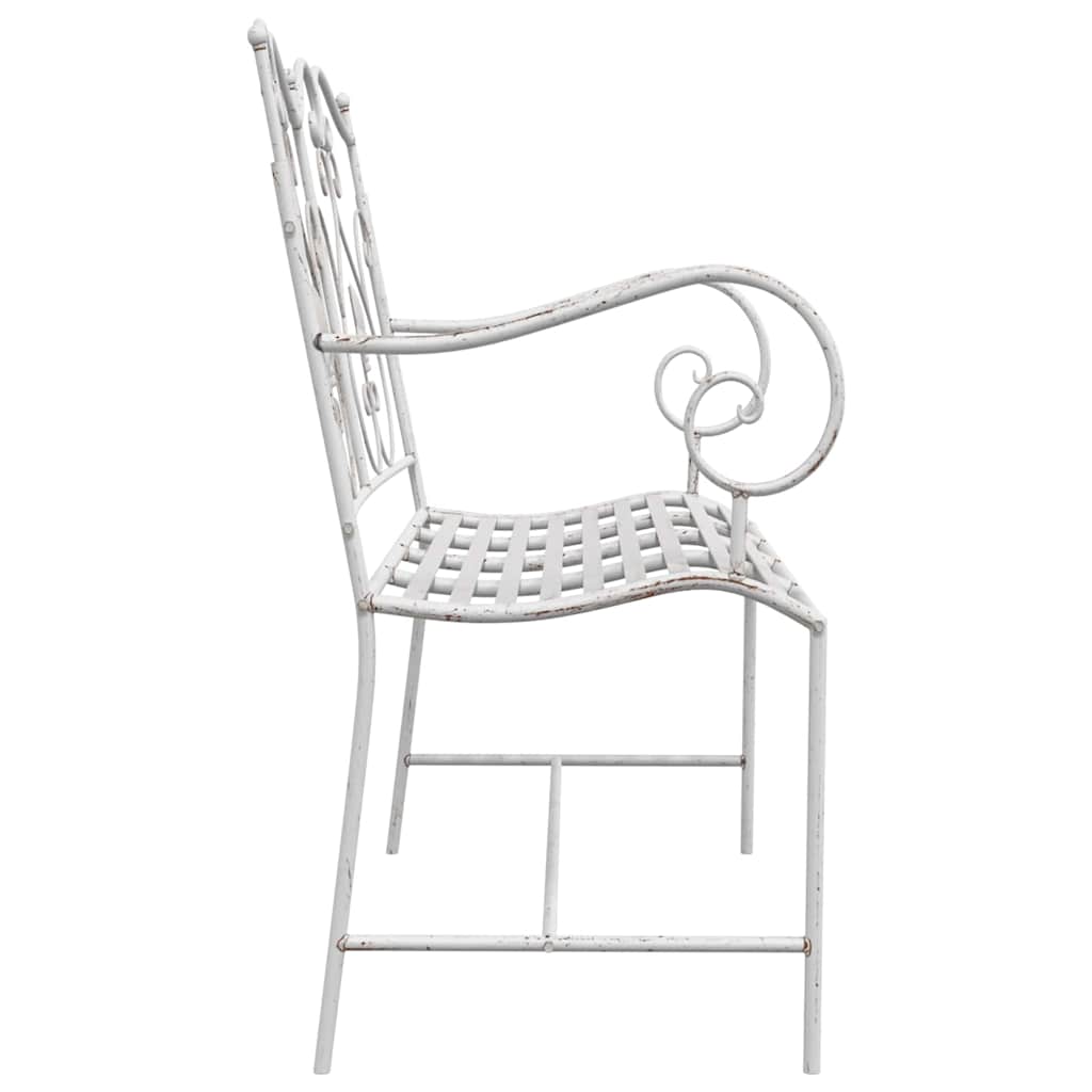 Gartenbank Antik Weiß 104 x 54 x 93 cm Stahl