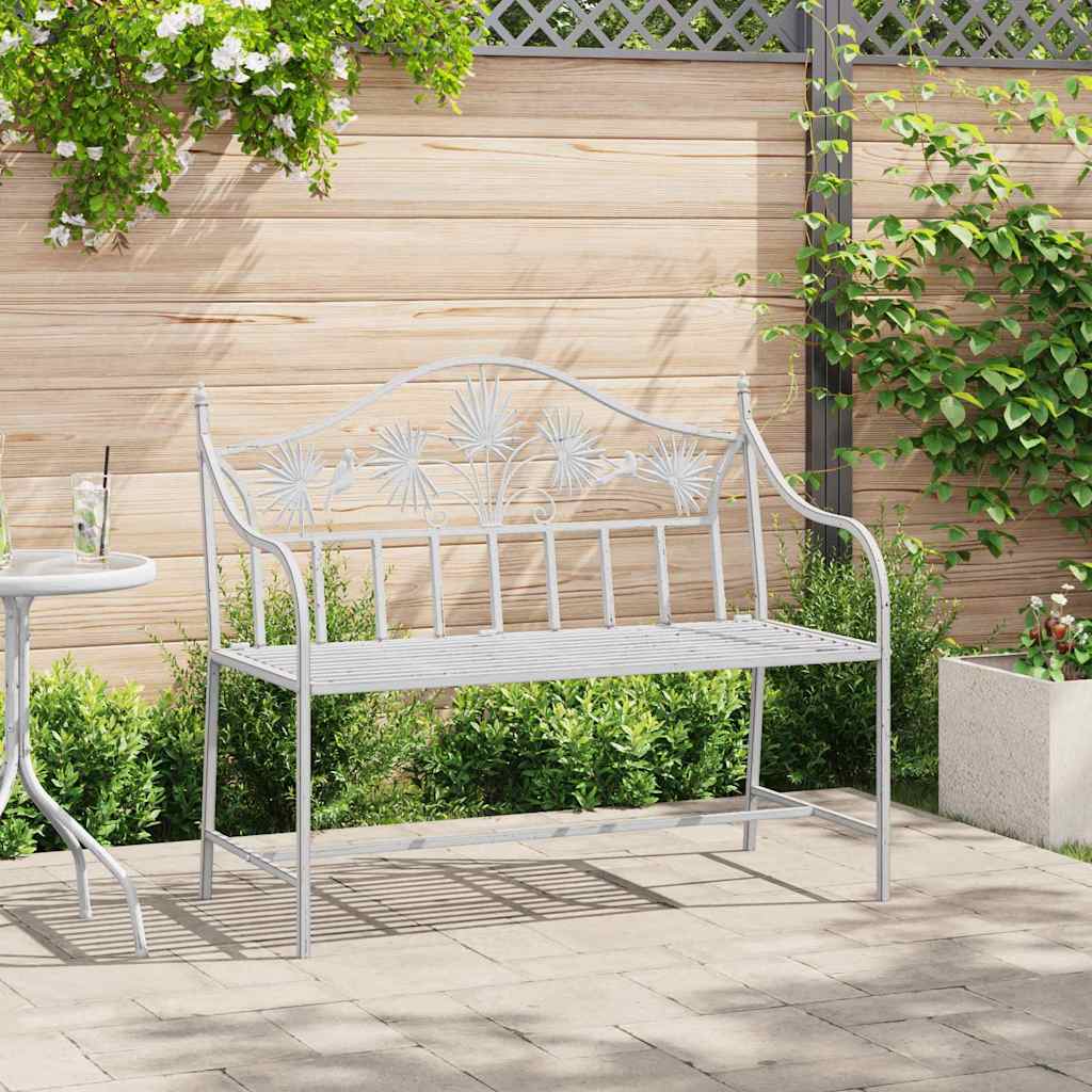Gartenbank Antik Weiß 104 x 52,5 x 89 cm Stahl