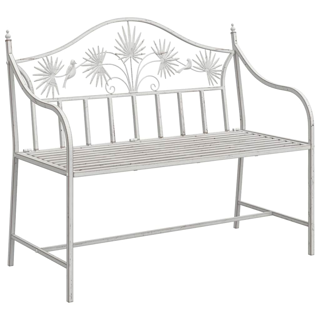 Gartenbank Antik Weiß 104 x 52,5 x 89 cm Stahl