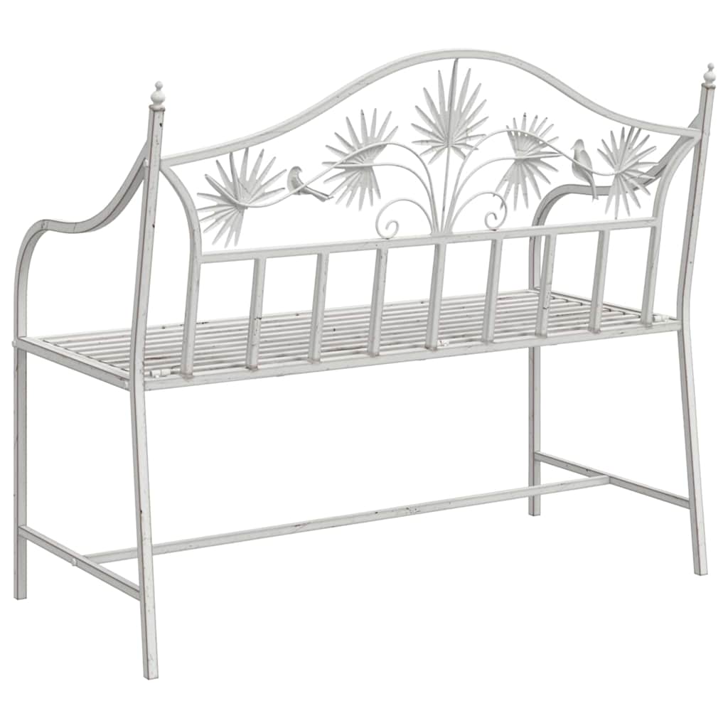 Gartenbank Antik Weiß 104 x 52,5 x 89 cm Stahl