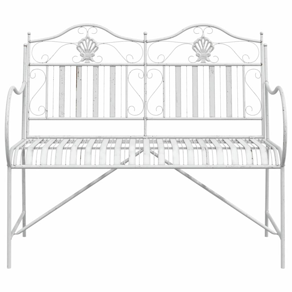 Gartenbank Antik Weiß 103,5 x 59 x 89 cm Stahl