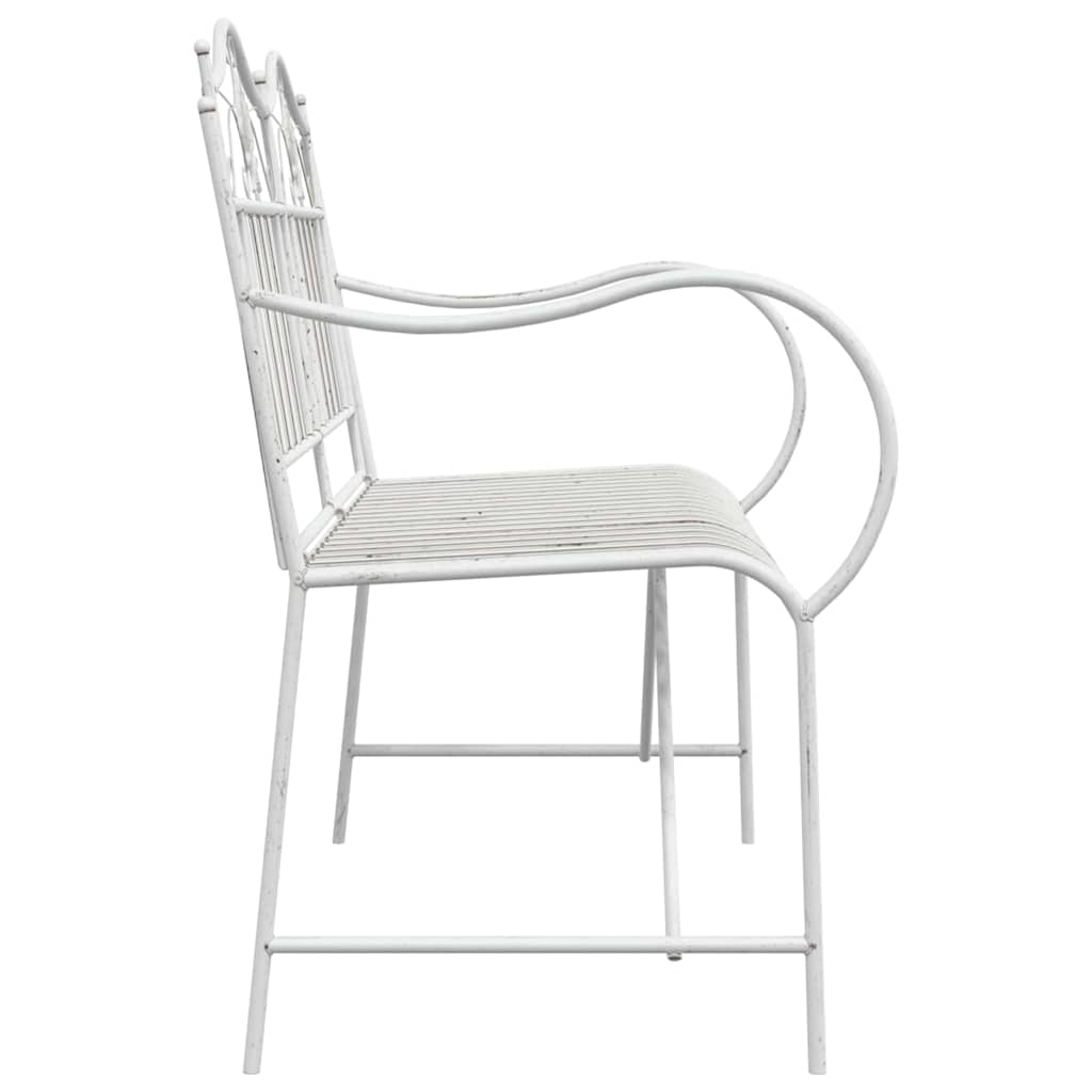 Gartenbank Antik Weiß 103,5 x 59 x 89 cm Stahl