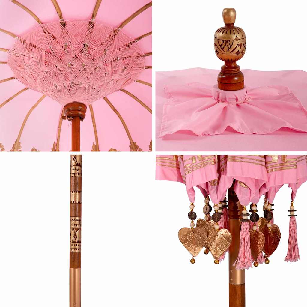 Balinesischer Sonnenschirm Rosa 185 x 185 x 260 cm