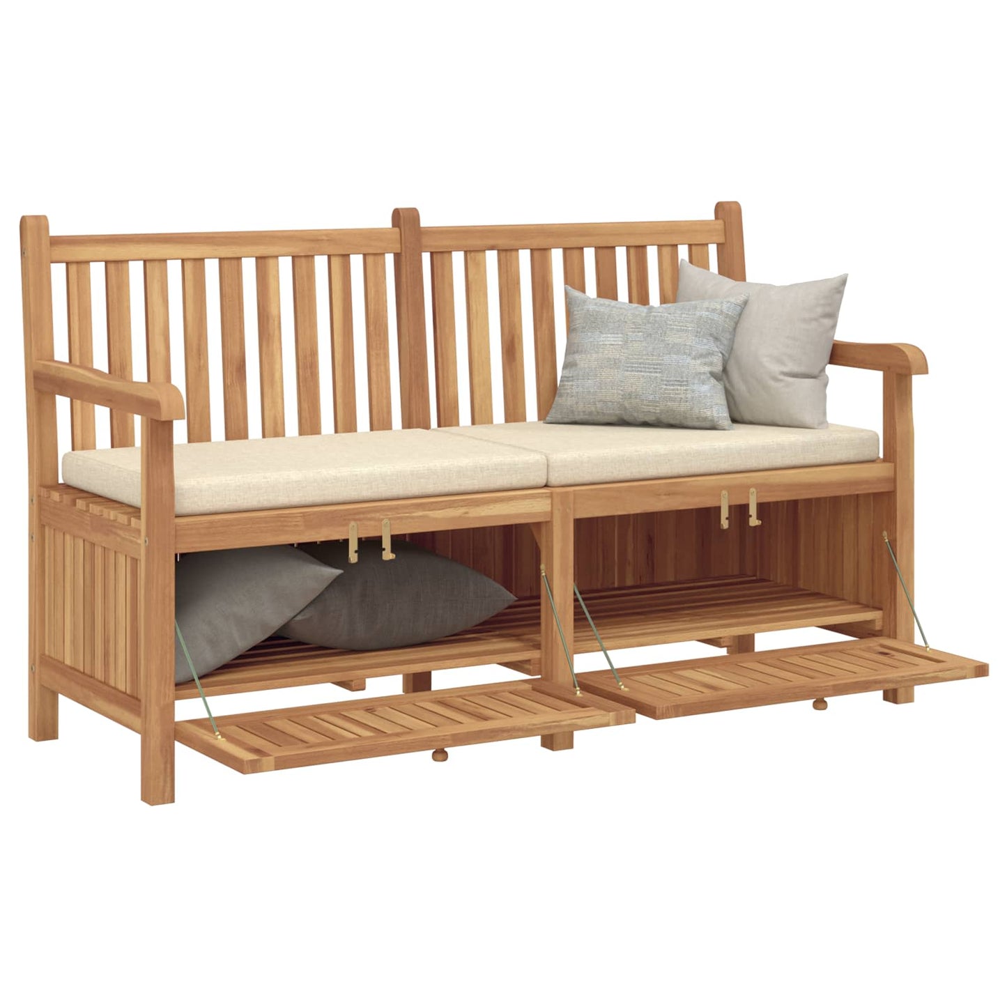 Bank mit Speicher Braun 150 x 60 x 90 cm Massivholz Teak