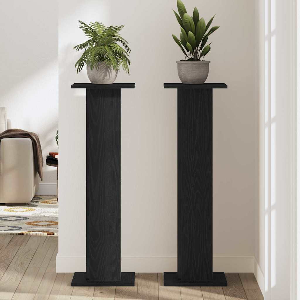 Pflanzenständer 2 pcs Schwarz Eichen-Optik 30 x 30 x 95 cm